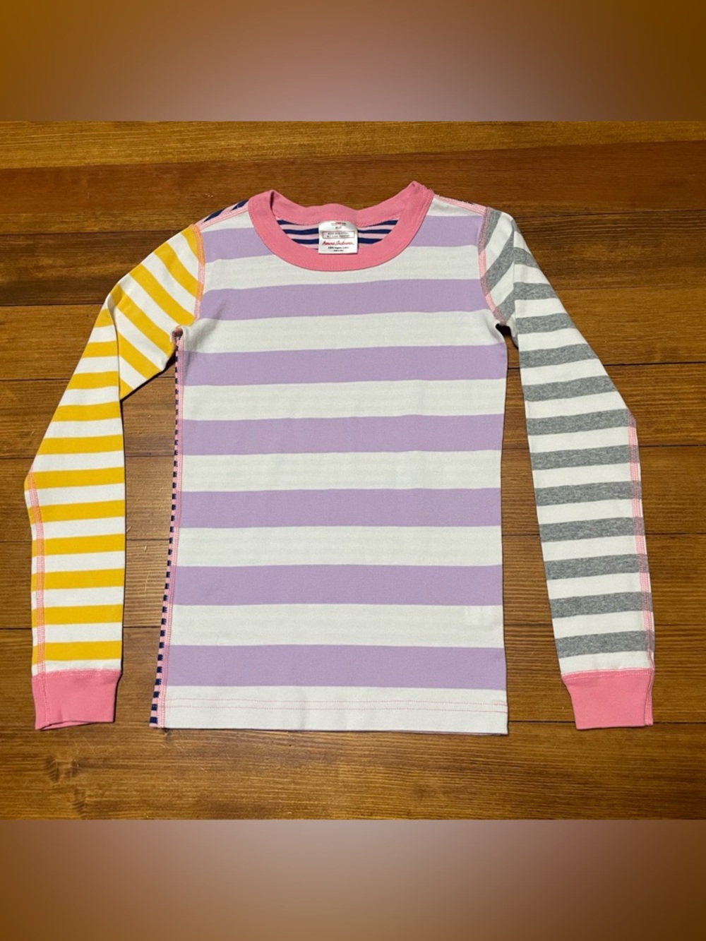 Hanna Andersson Long Sleeve Organic Cotton Multicolor Striped Pajamas Top Sz 10
